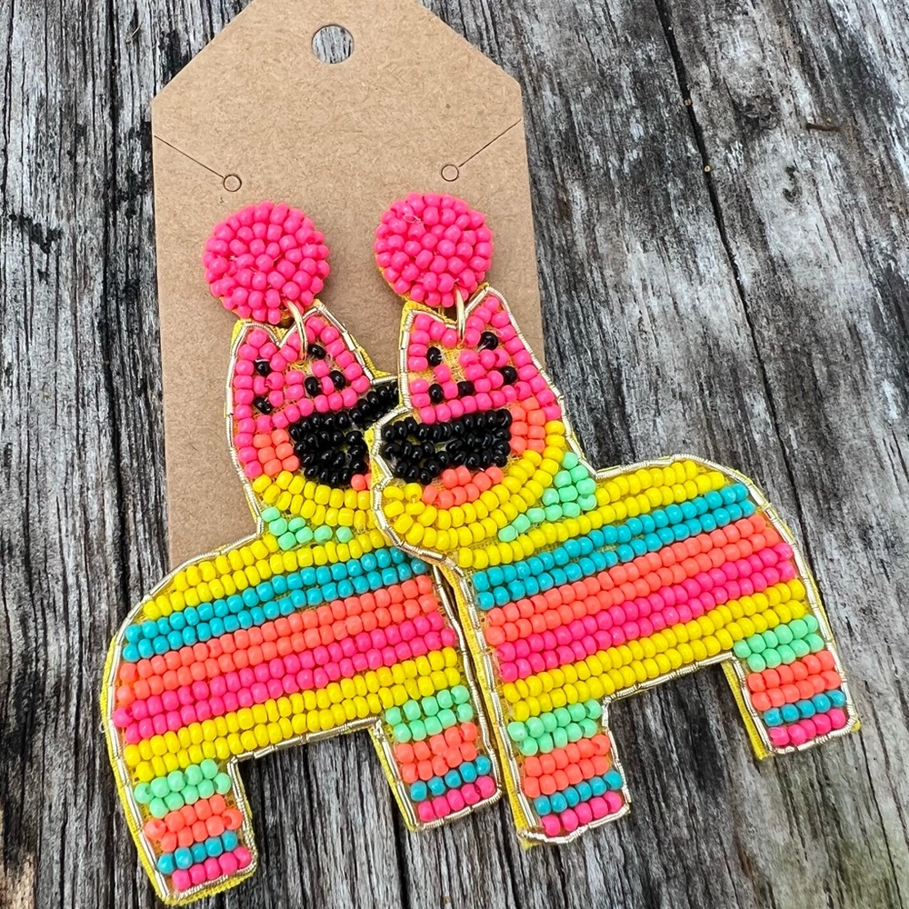 Colorful Llama Beaded Earrings